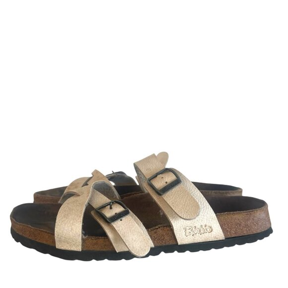 BIRKENSTOCK BIRKIS Calais Sandals 41 10 Cross Strap Slide Birko Flor Ivory White - Picture 1 of 8